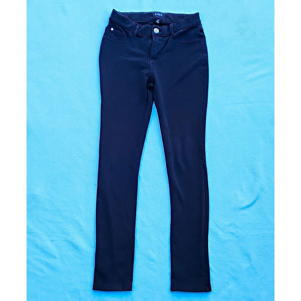 Kidpik Girls Size 12 L Black Knit Skinny Jeans Pants 24" Waist 26" Inseam